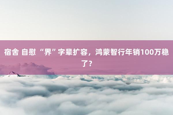 宿舍 自慰 “界”字辈扩容，鸿蒙智行年销100万稳了？