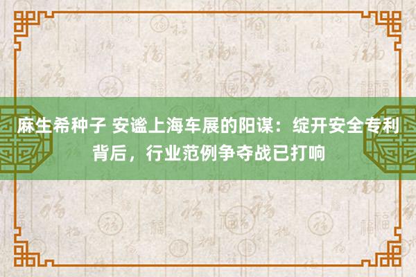 麻生希种子 安谧上海车展的阳谋：绽开安全专利背后，行业范例争夺战已打响